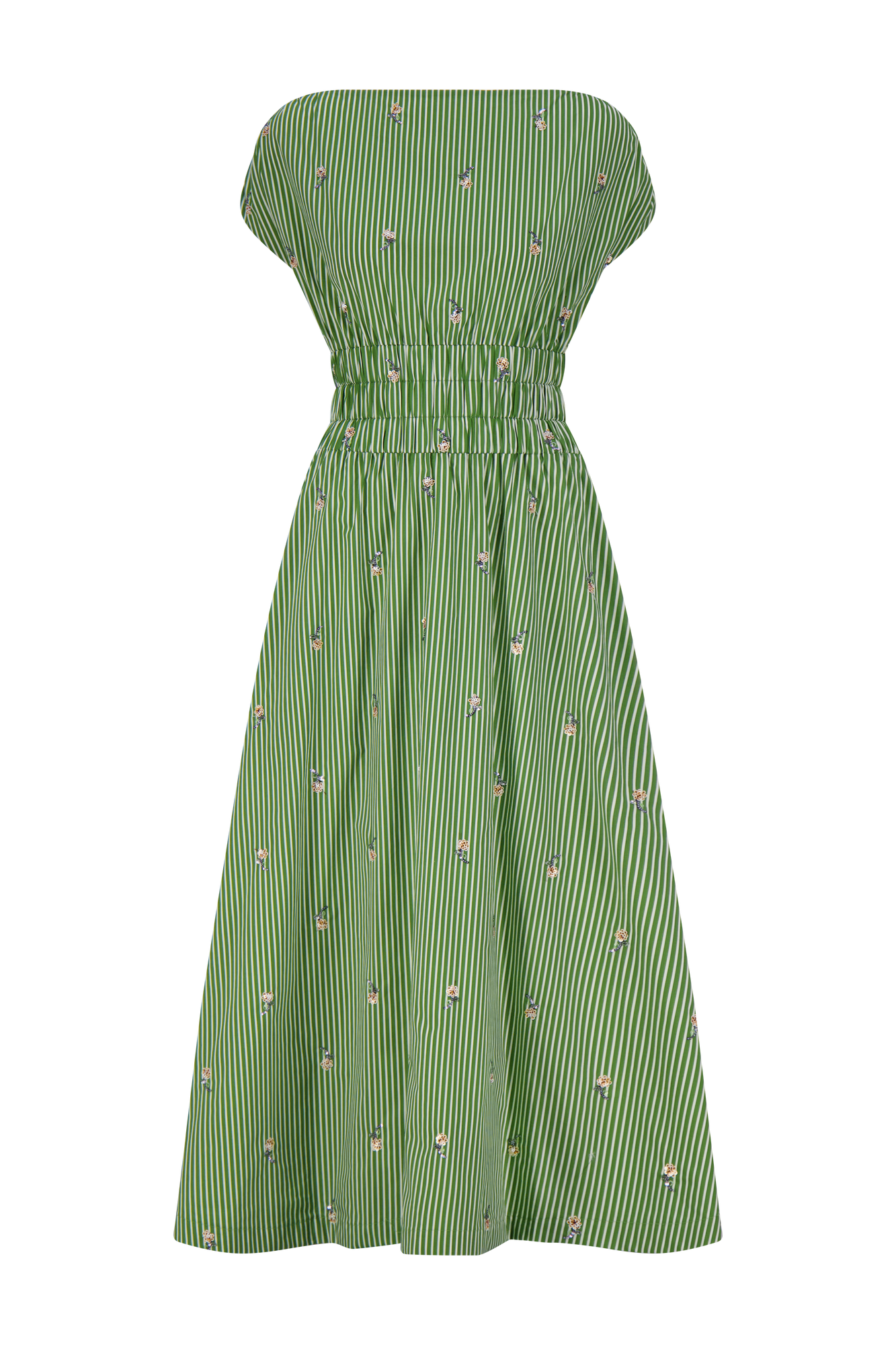 Embroidered Striped Cotton Midi Dress | Cactus