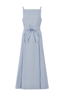 Striped Cotton Poplin Belted Dress | Oxford