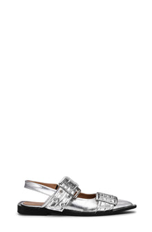 Feminine Buckle Ballerina Metallic | Silver