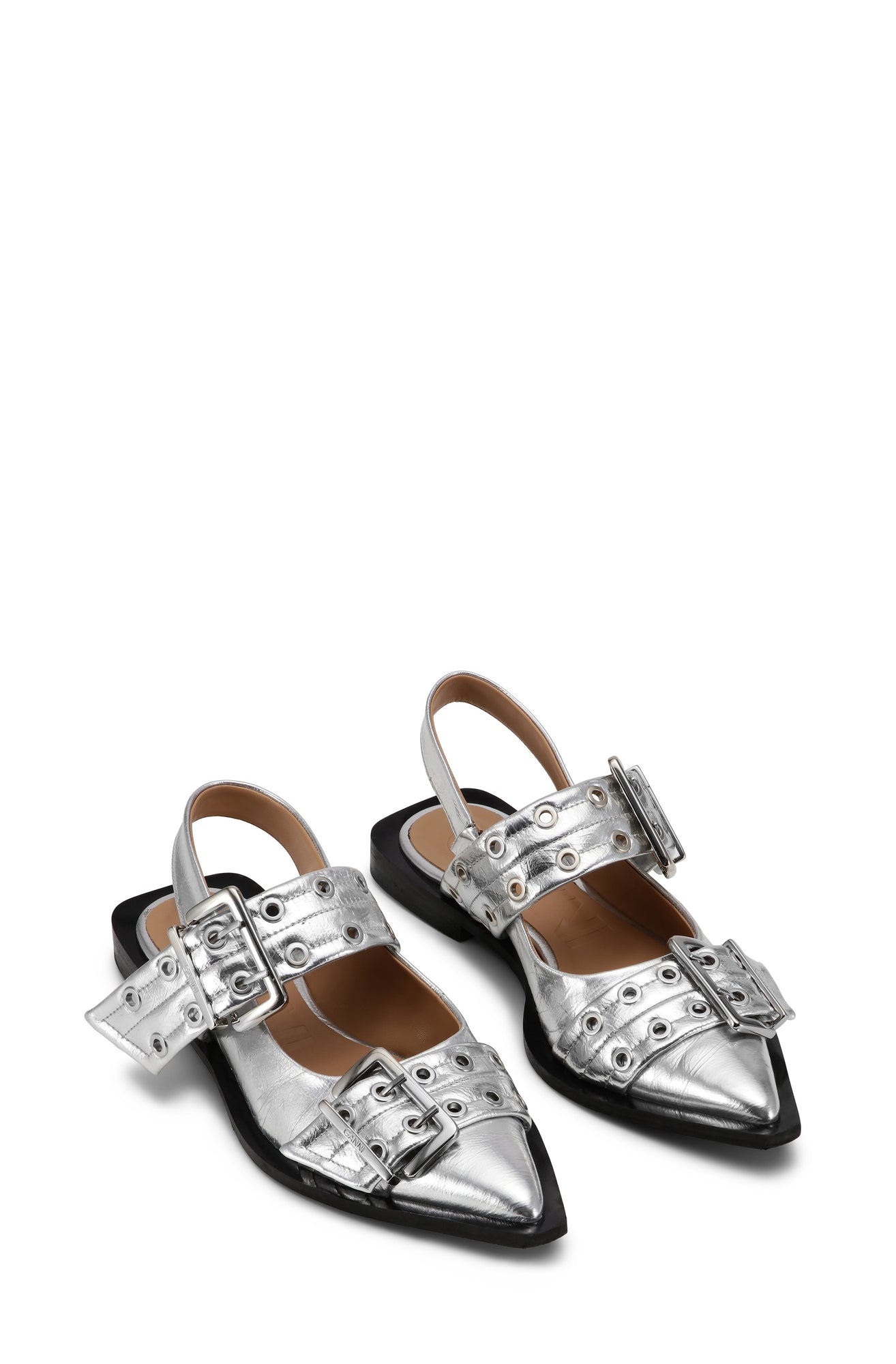 Feminine Buckle Ballerina Metallic | Silver