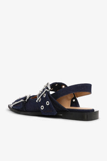 Feminine Buckle Ballerina Denim | Dark Navy