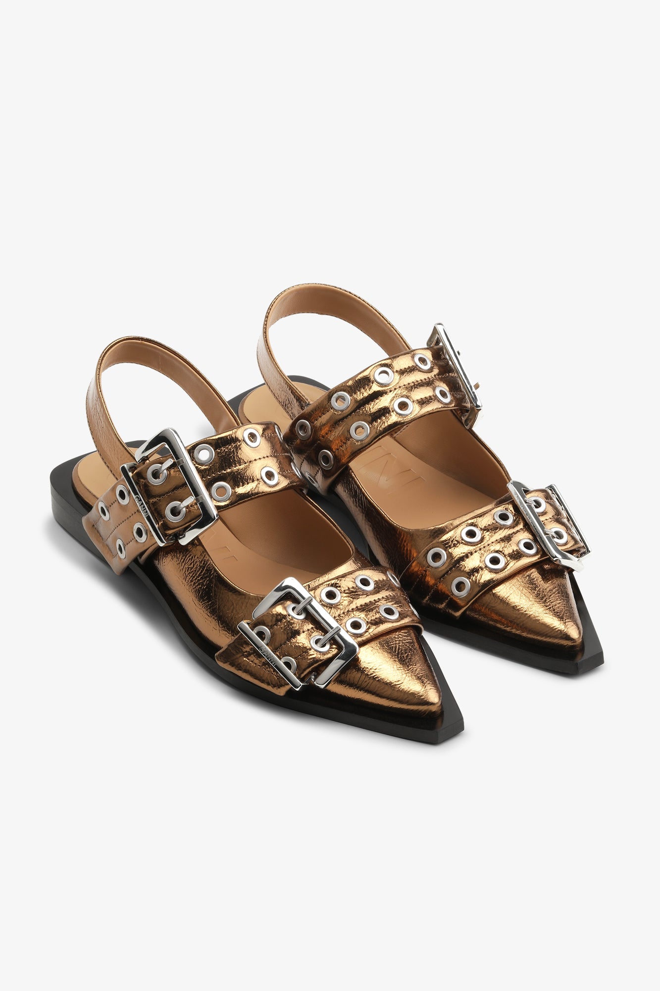 Feminine Buckle Ballerina Metallic | Bronze