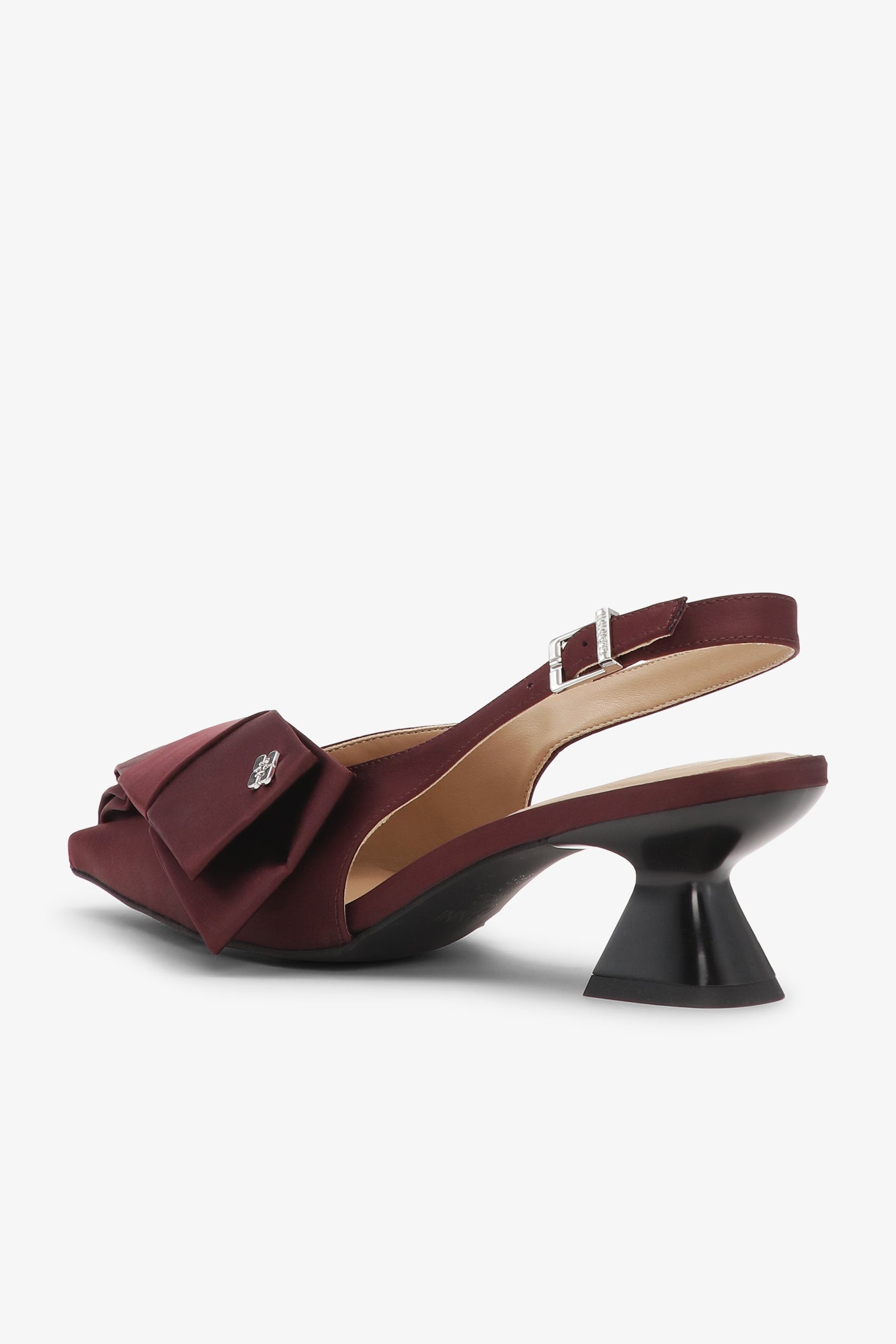 Big Bow Kitten Heel Pump Satin | Dark Burgundy