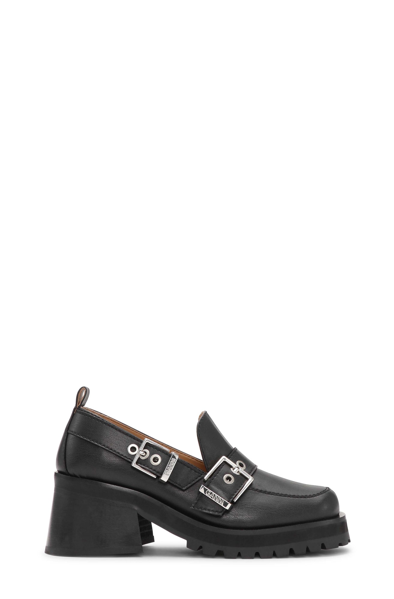 Feminine Buckle Platform Loafer | Black