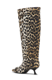 Eyelets Slouchy High Shaft Boot Satin Print | Leopard