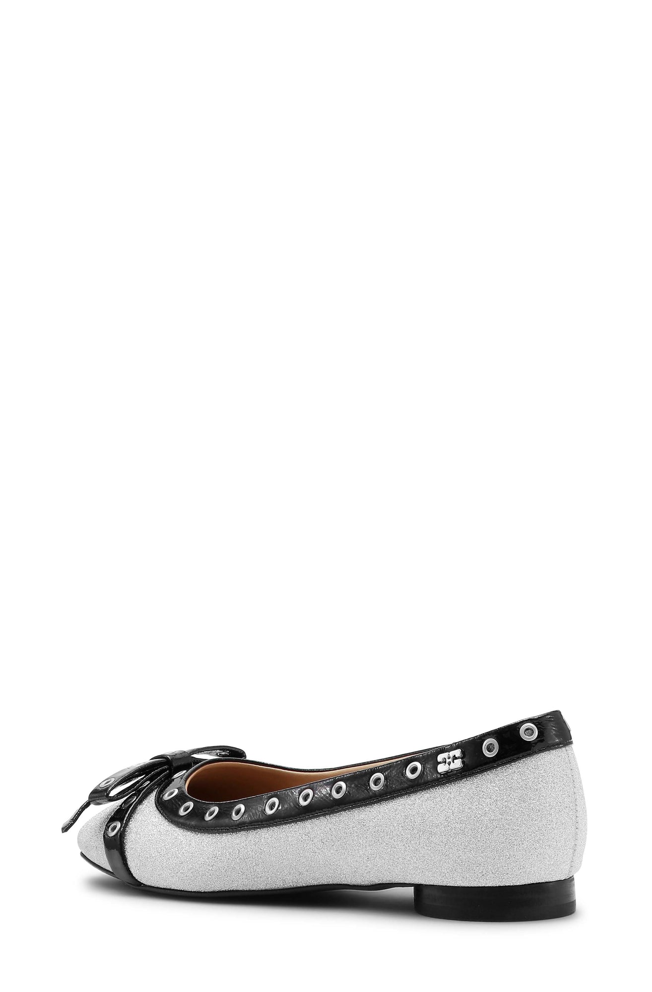 Eyelets Bow Ballerina Glitter | Silver
