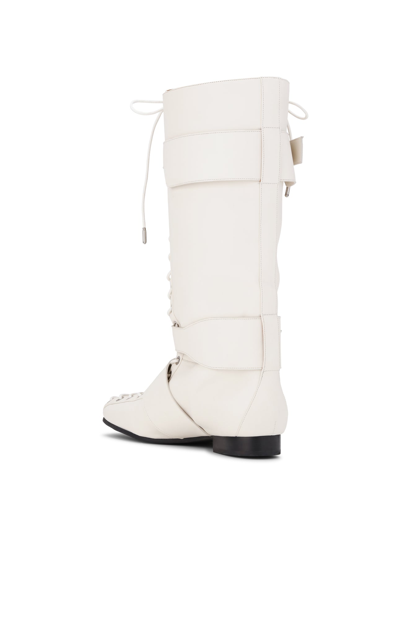 Eyelets Lace Up High Boot | Egret