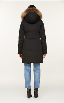 Salma Classic Down Coat With Removable Natural Fur | Black