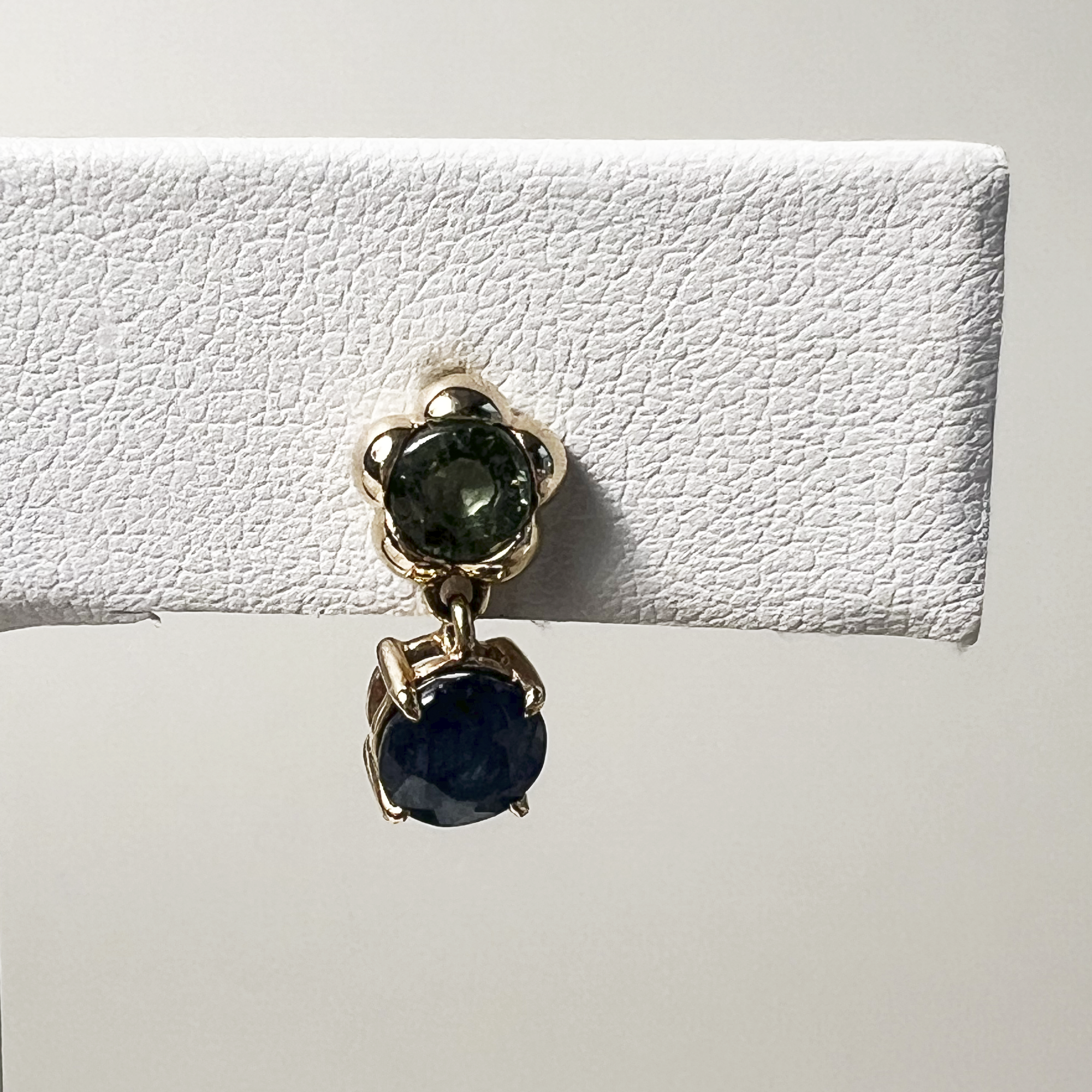 Flower Drop Earring | 14K Yellow Gold | Blue Sapphire