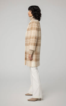 Samantha Straight-Fit Plaid Coat With Bib | Hush