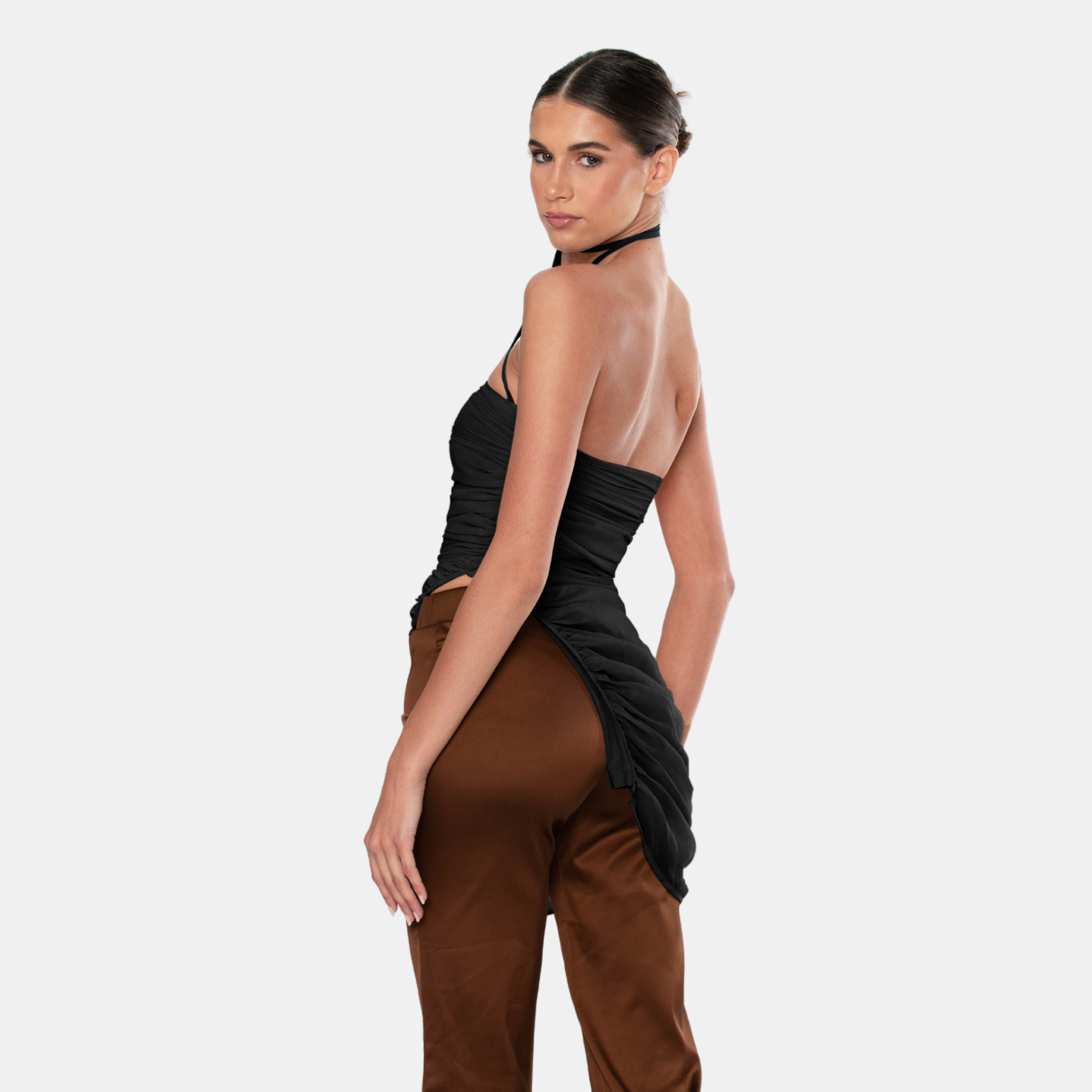 OW Collection SANDY Chiffon Tie Top Account 002 - Black Caviar