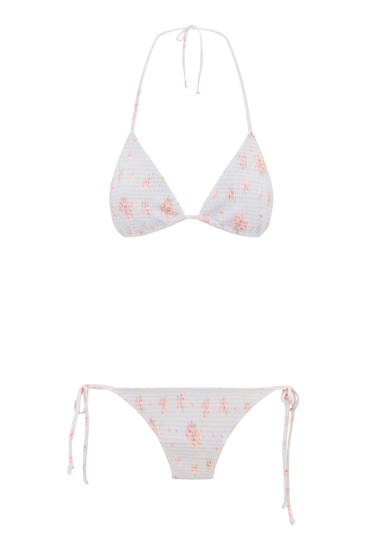 Saoirse Floral Smocked Triangle Bikini | Skylight Blue