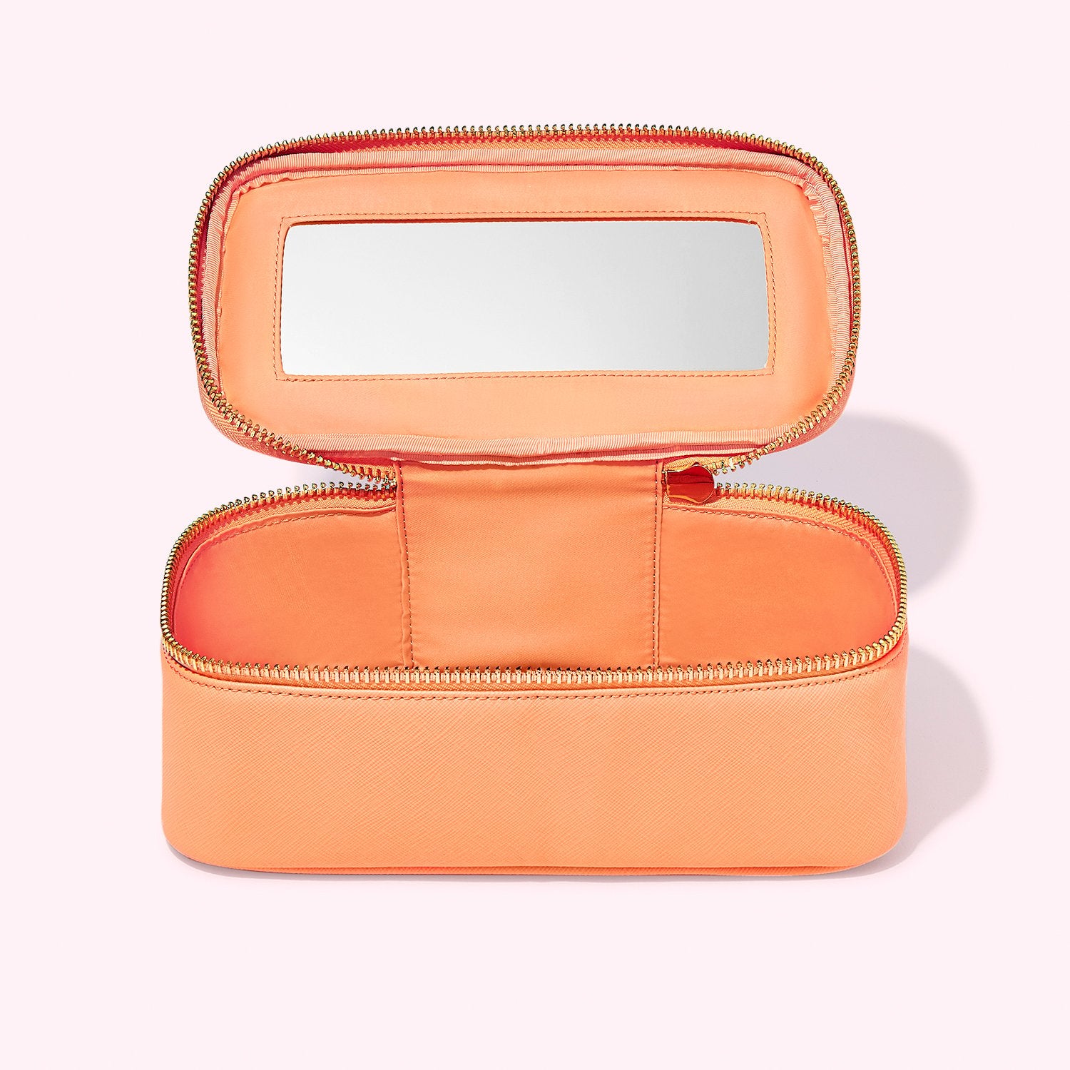 Textured Open Top Mirror Pouch | Peach