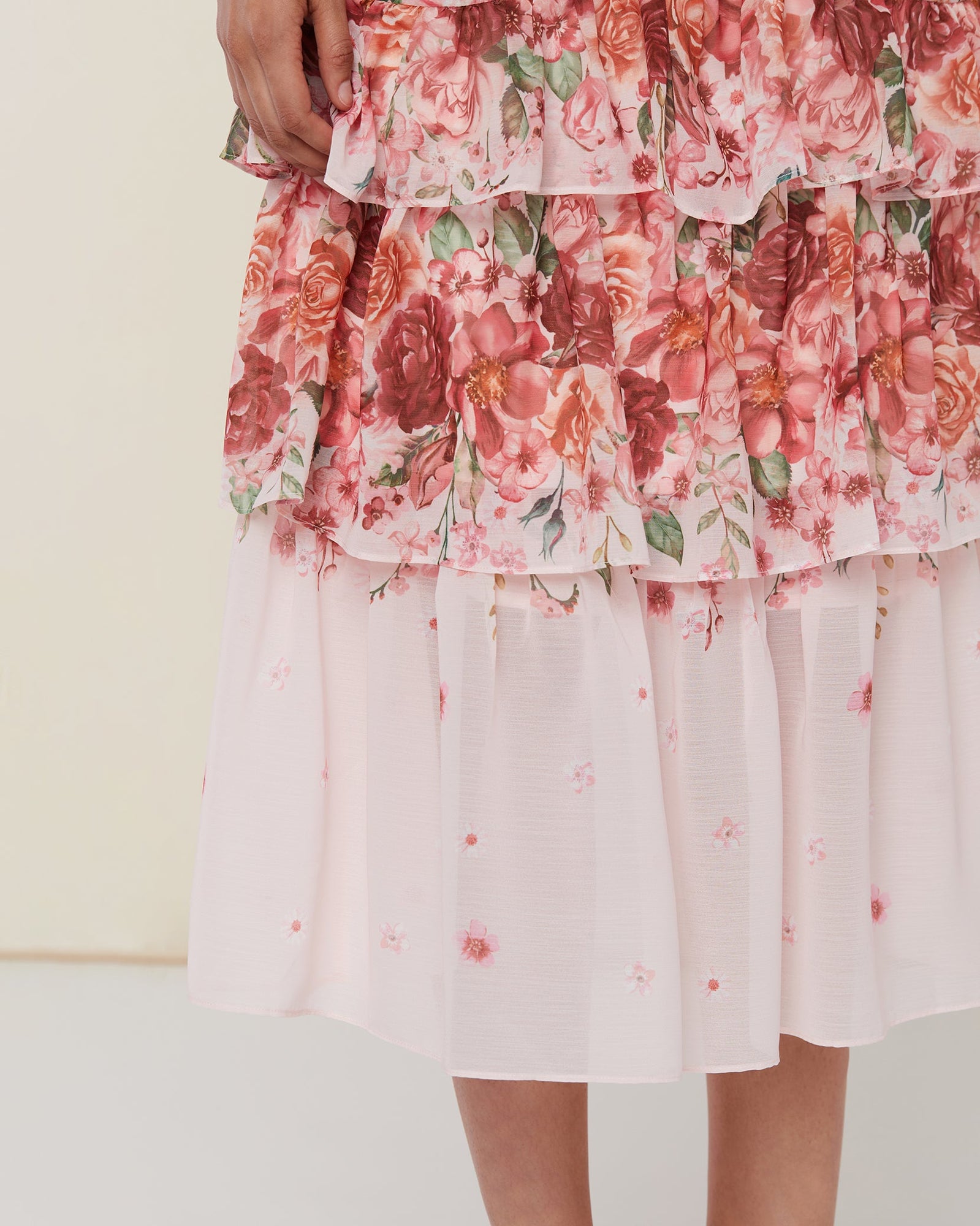 Tiered Midi Skirt | Peach Blush Floral Multi