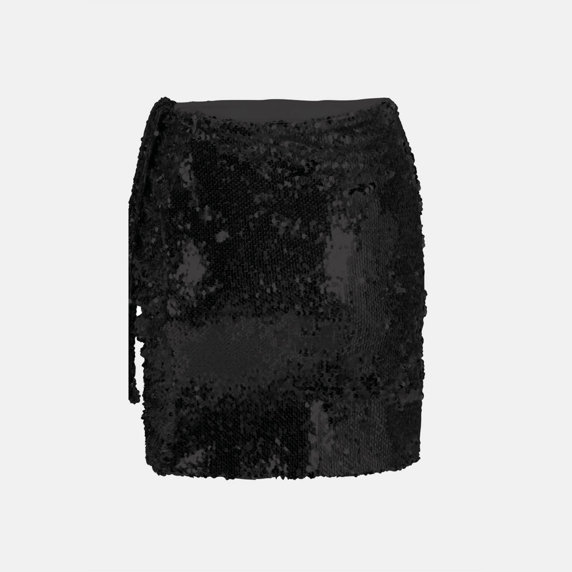 OW Collection SEQUIN Skirt Account 002 - Black Caviar
