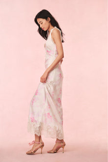 Serene Satin Lace-Trimmed Maxi Dress | Vanilla Sorbet