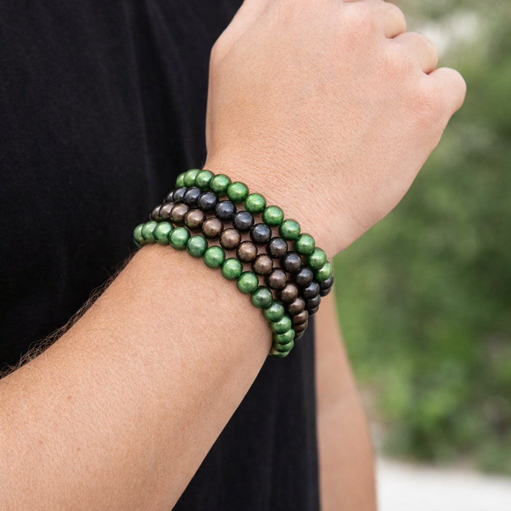 Womens | 6-7mm Round Multicolor Freshwater Pearl | Stretch Bracelet Set | Rubber