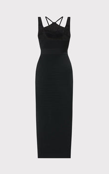 Gathered Bustier Halter Gown | Black