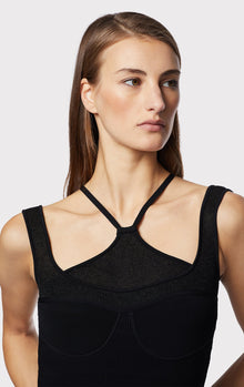 Gathered Bustier Halter Gown | Black