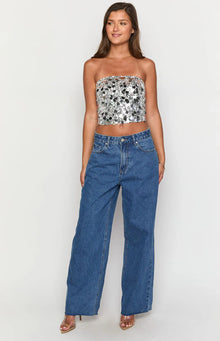 She's Yours Denim Wide Leg Boyfriend Jeans | Mid Wash