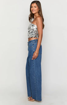 She's Yours Denim Wide Leg Boyfriend Jeans | Mid Wash