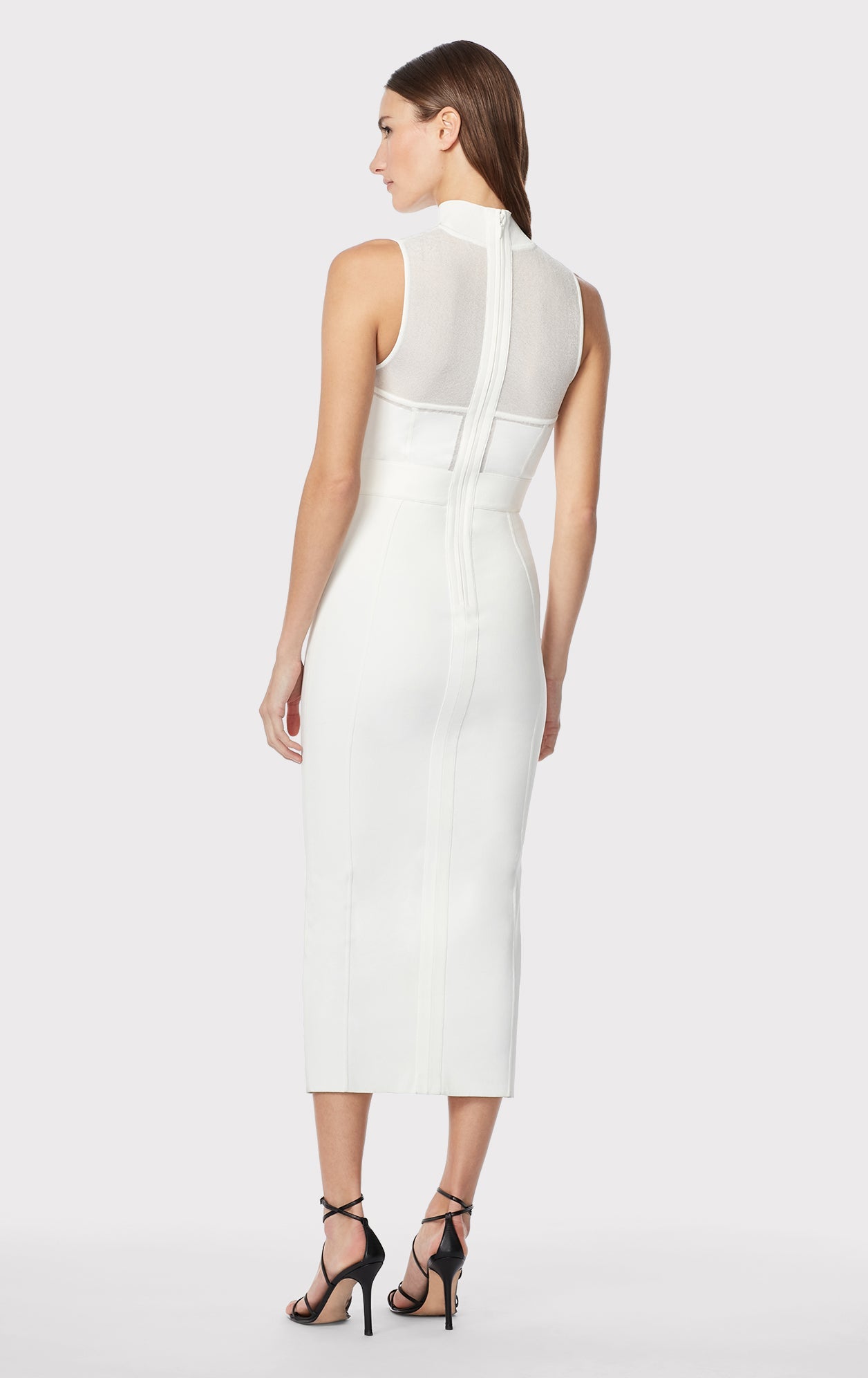 Sheer Intarsia Bustier Midi Dress | Alabaster