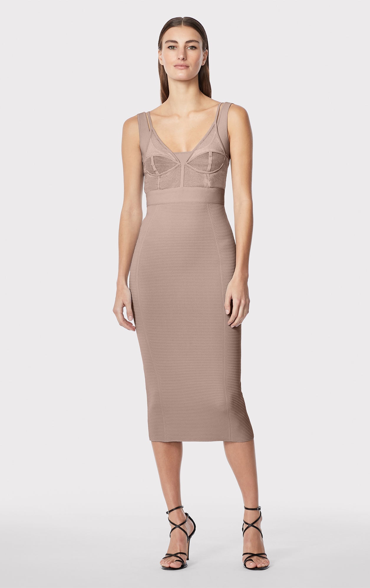 Sheer Layered Bustier Midi Dress | Fawn