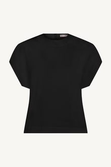 Cotton Poplin Short Sleeve Top | Black
