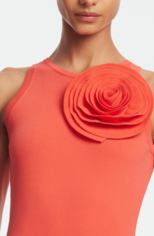 Rose Detail Knit Halter Dress | Watermelon