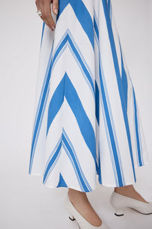 Striped Cotton Poplin Skirt | Blue/White