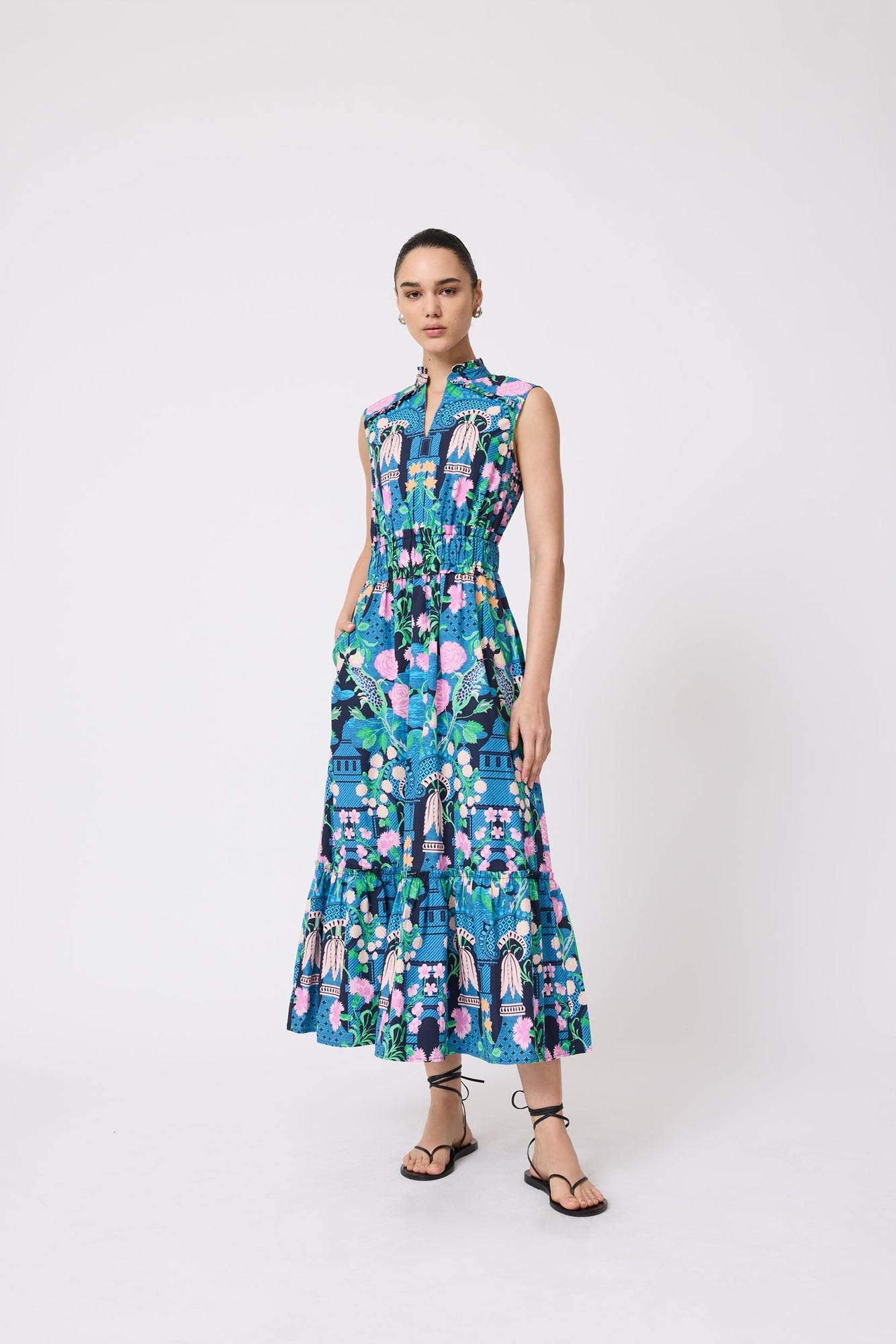Rose Garden Cotton Smocked Dress | Navy Multi