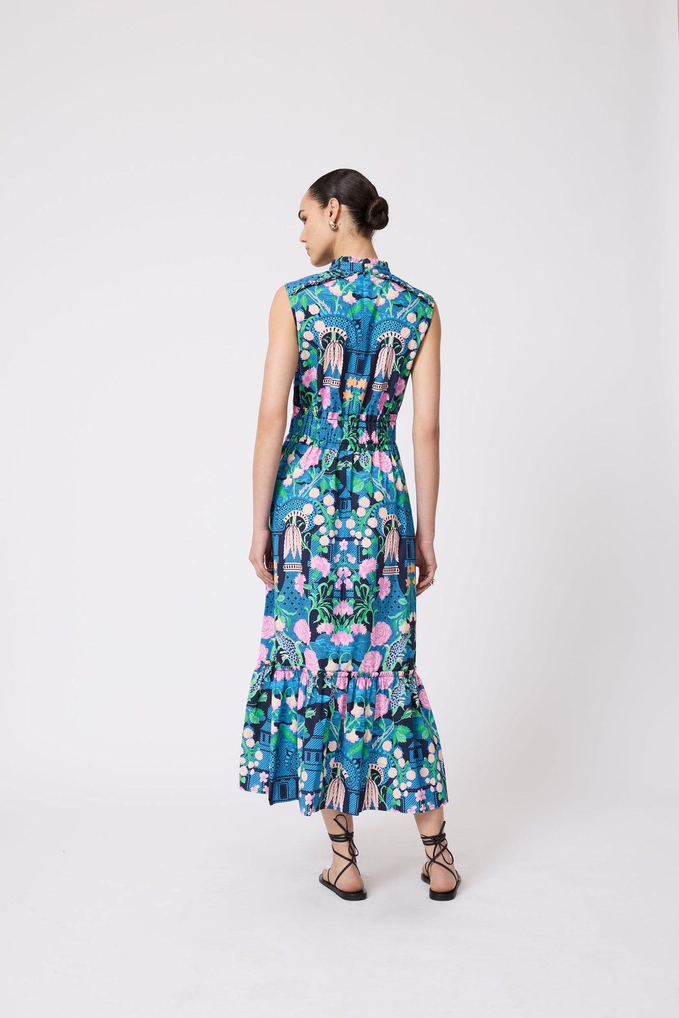 Rose Garden Cotton Smocked Dress | Navy Multi