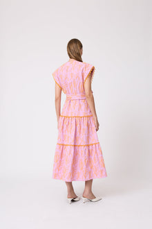 Thread Embroidered Canvas Tiered Dress | Orchid