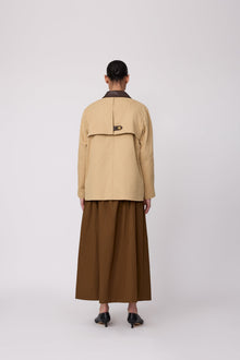 Cotton Twill Leather Detail Jacket | Sand
