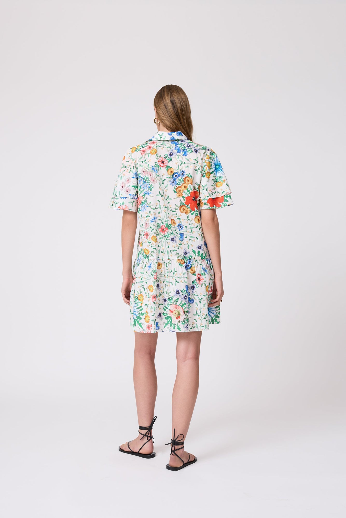 Wildflower Voile Ruffle Dress | Ivory Multi