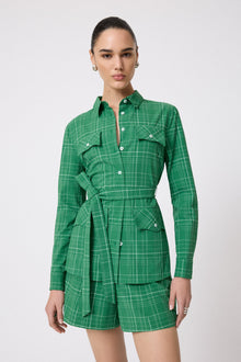 Stretch Seersucker Button Down Shirt | Green