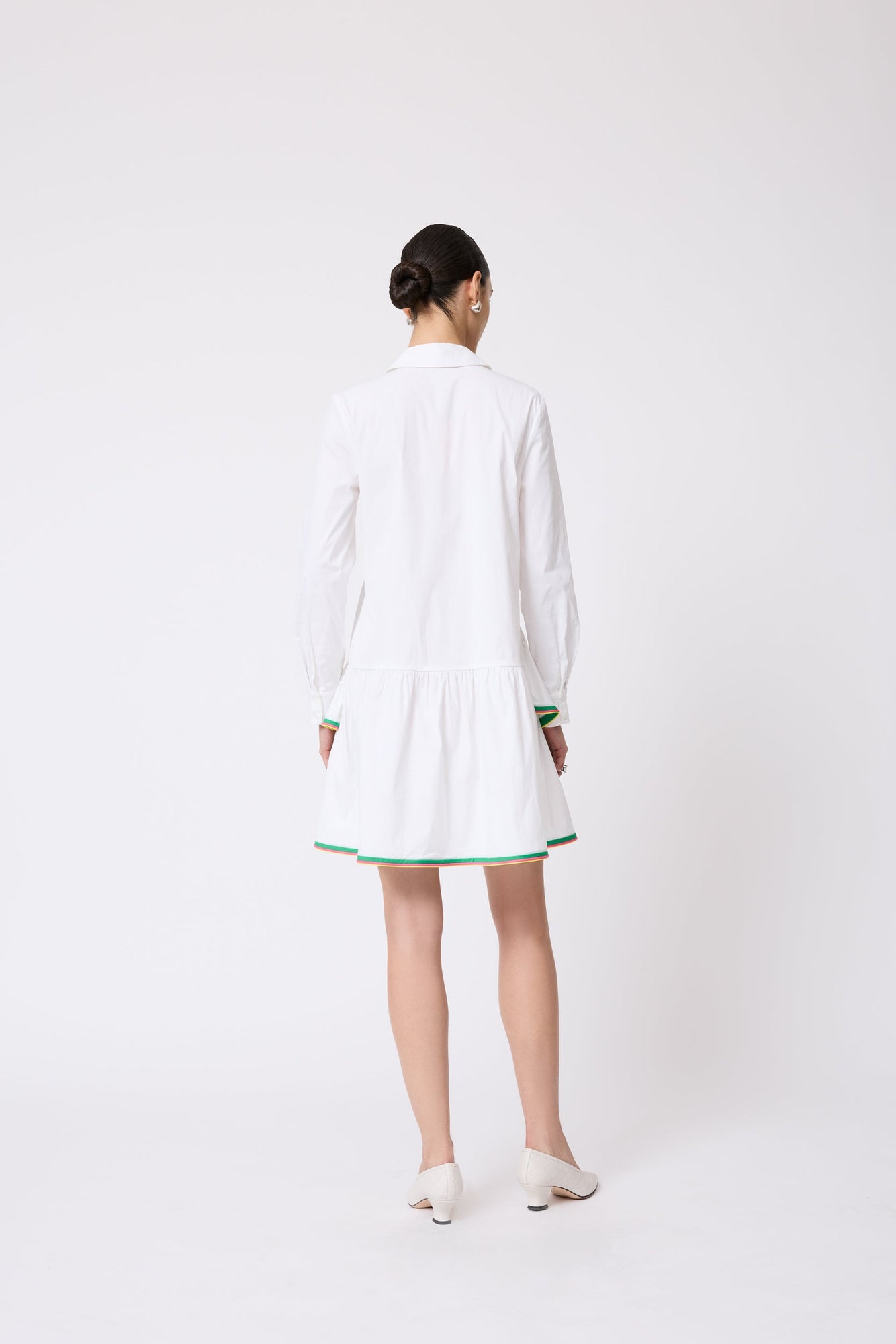 Cotton Poplin Ruffle Dress | White