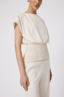 Linen Smocked Top | Bone