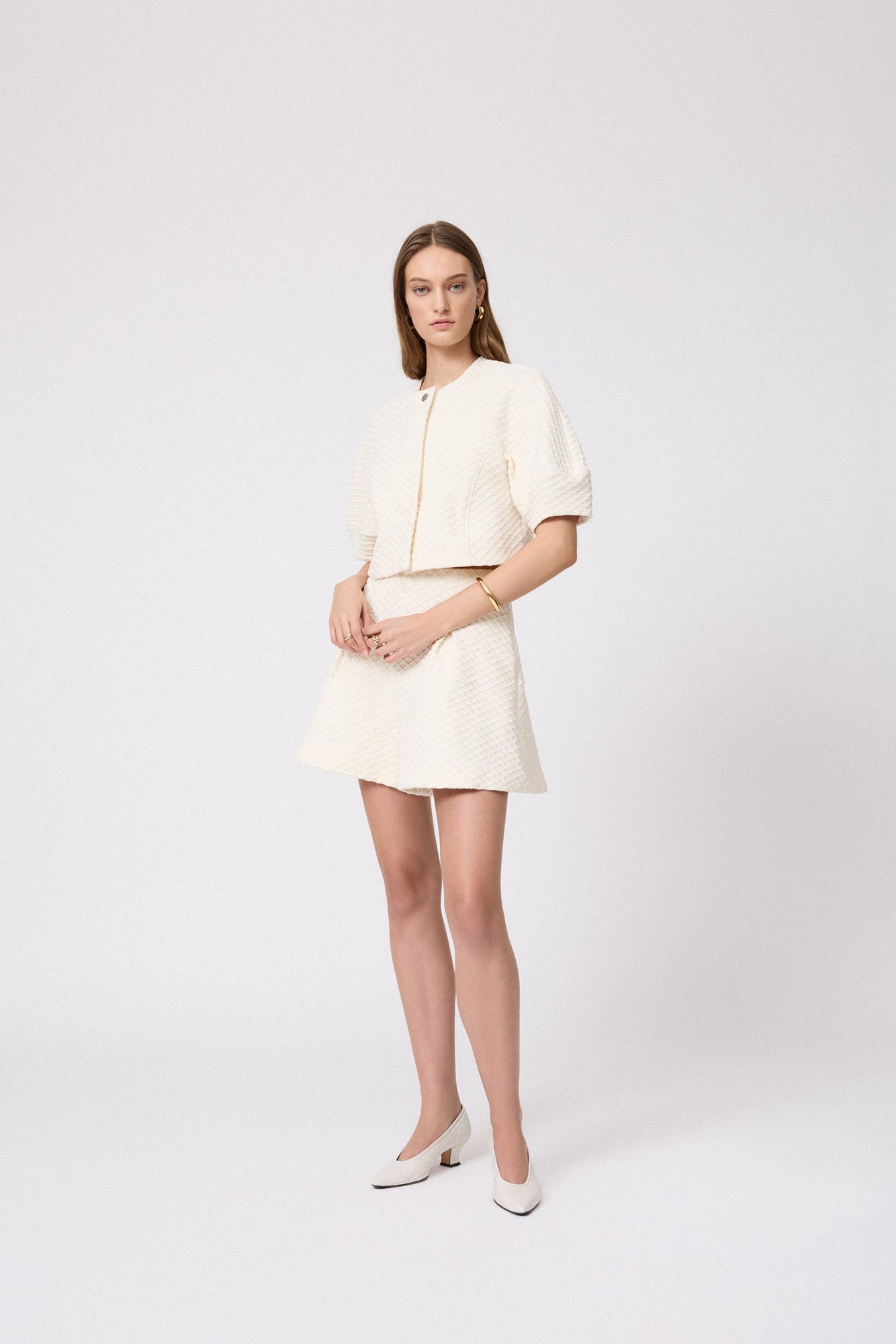 Textured Jersey Jacket | Ivory
