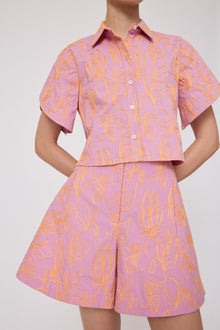 Thread Embroidered Canvas Short | Orchid