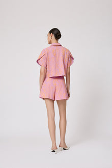 Thread Embroidered Canvas Short | Orchid