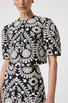 Floral Jacquard Jacket | Black Multi