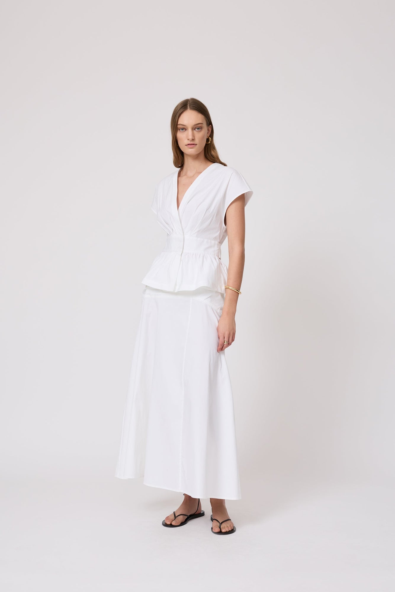 Cotton Poplin Tie Top | White