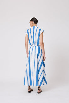 Striped Cotton Poplin Sleeveless Top | Blue/White