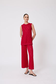 Pointelle Knit Pant | Cherry