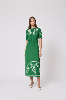 Floral Embroidered Top | Green