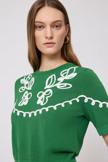 Floral Embroidered Top | Green