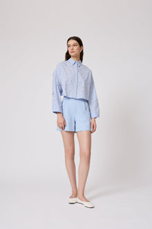 Polka Dot Eyelet Cropped Shirt | Cloud