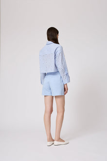 Polka Dot Eyelet Cropped Shirt | Cloud