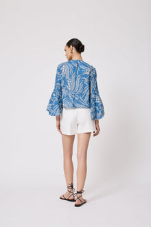Wisteria Voile Full Sleeve Top | Blue
